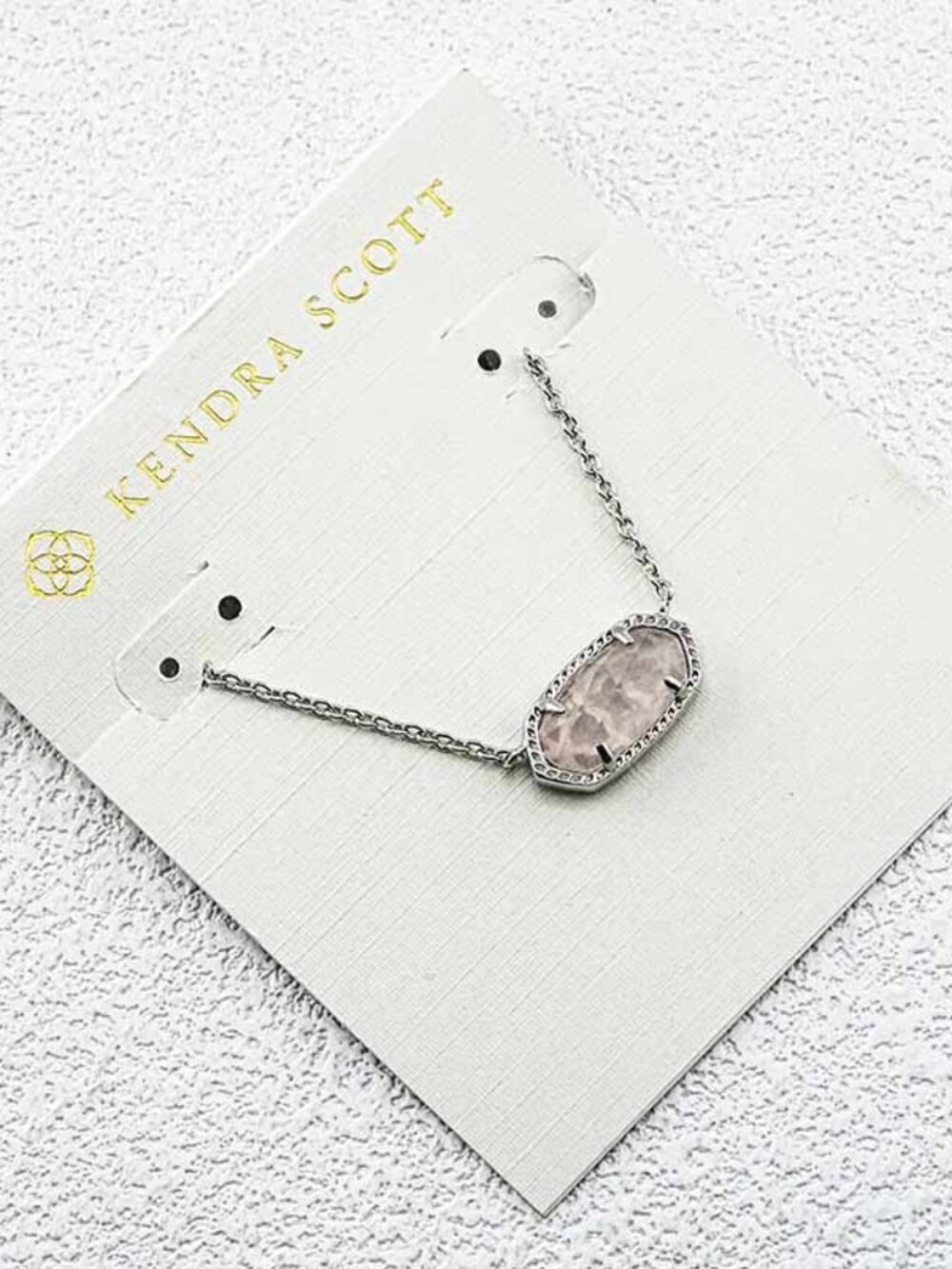 Kendra Scott Silver Necklace with Light Pink Stone